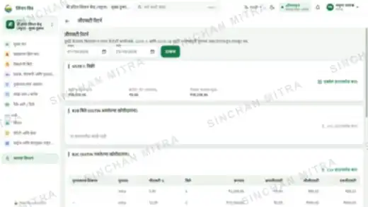 रिपोर्ट, GST और आपके CA, तैयार: सिंचन मित्र स्क्रीनशॉट (नमूना जानकारी)